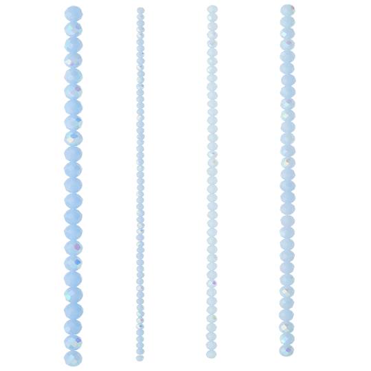 12 Pack: Light Blue Faceted Glass Rondelle Beads by Bead Landing™
